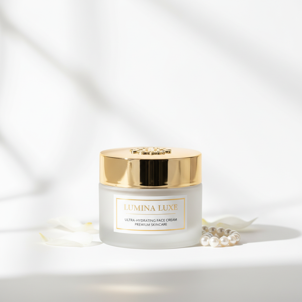 Creme Facial Hidratante Premium em embalagem luxuosa